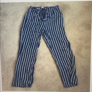 Navy white striped flowy pants